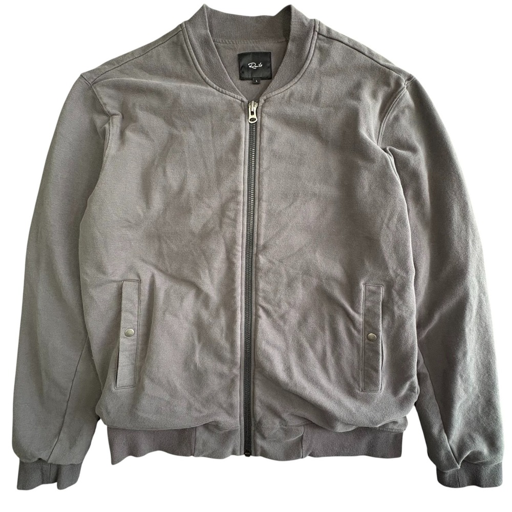 Rails Bedford Bomber Jacket Mens L Gray Full Zip Stretch Cotton Sweatshirt